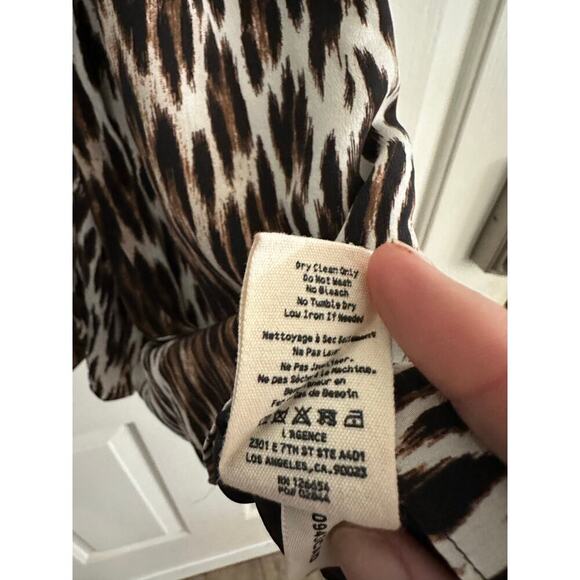 L’Agence Brown Leopard Print Jodie Sauvage Silk Bias Cut Slip Dress Size Small - Picture 15 of 15